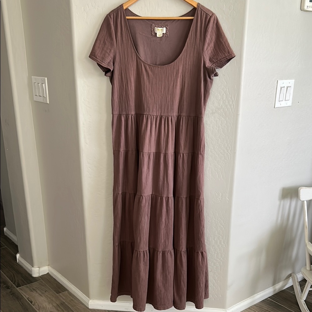 Mauve Anthropologie Gillian Tiered Maxi Dress Mauve with Pockets